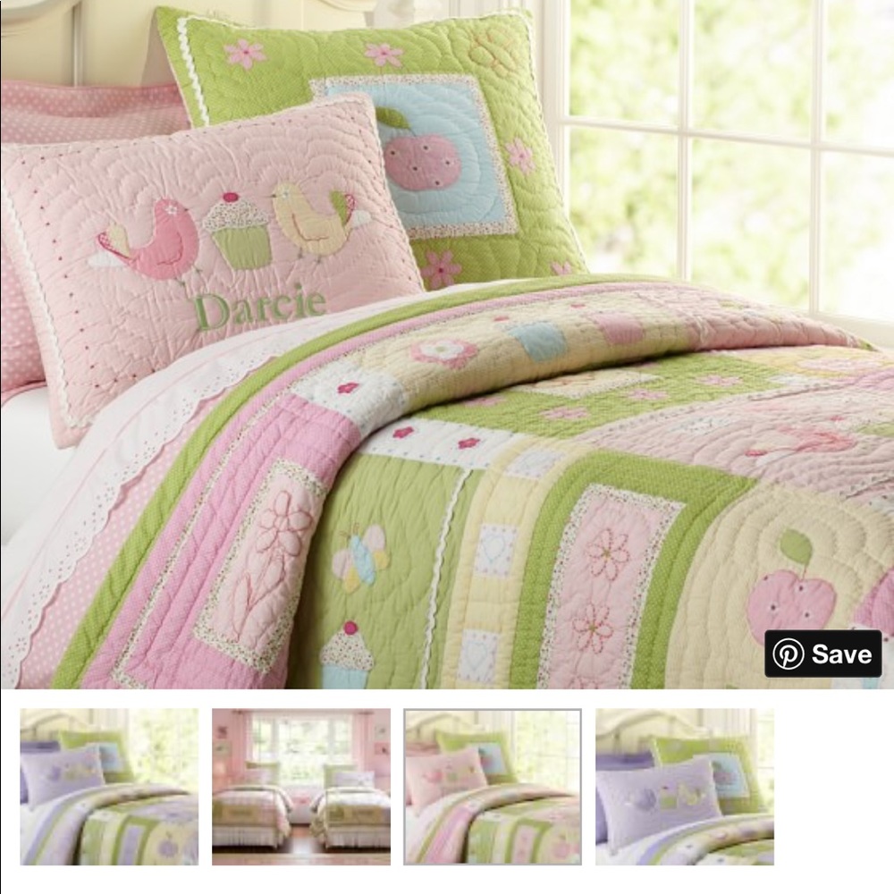 Pottery Barn Kids reversible pink and green quilt